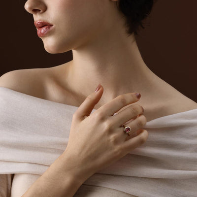 Cushion Cut Light Pink Tourmaline Ring in 14K yellow gold