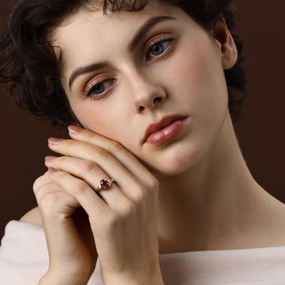 Oval Cut red Tourmaline Gemstone Ring in 14K Yellow Gold