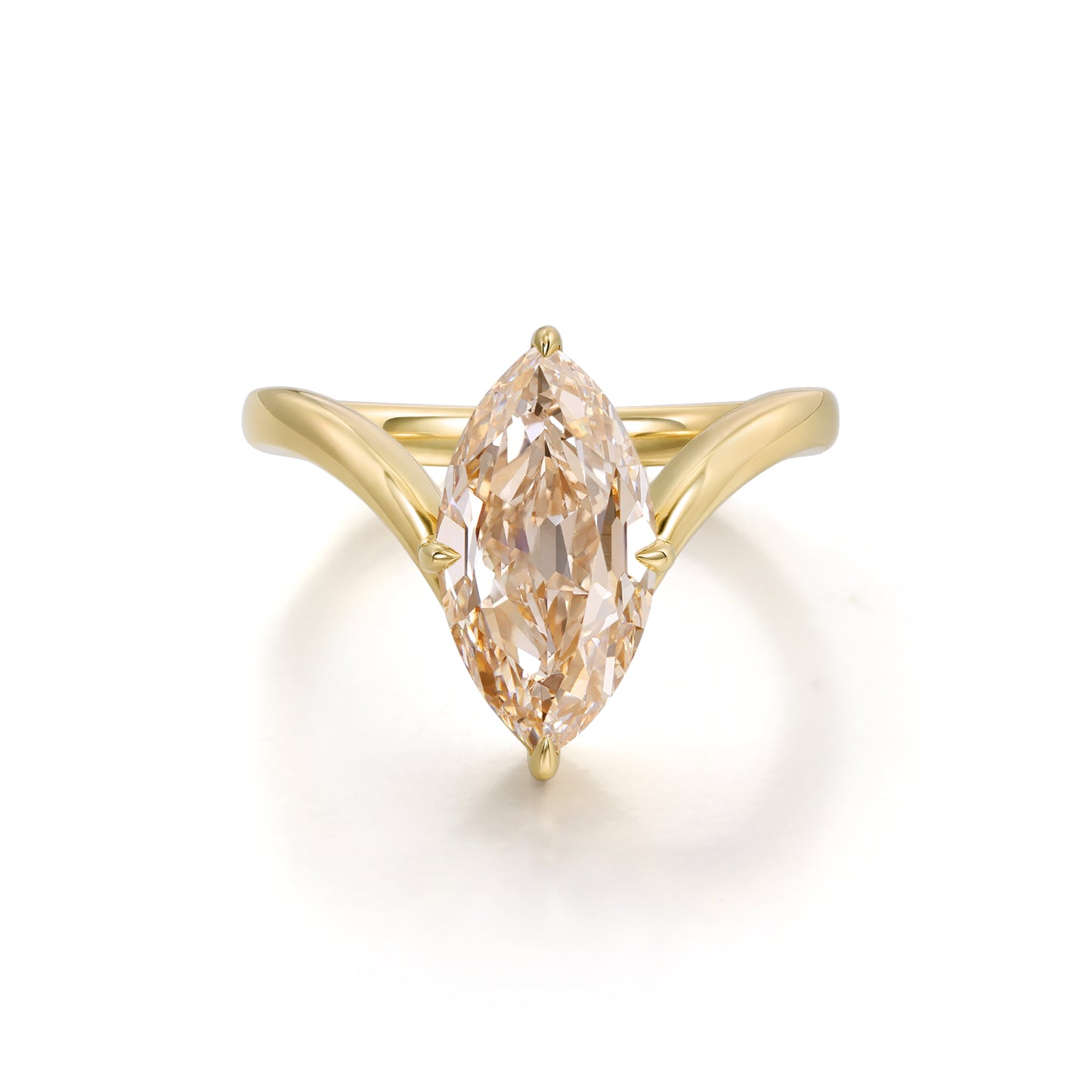 Asher-Champagne Old Mine Marquise Lab Grown Diamond Ring