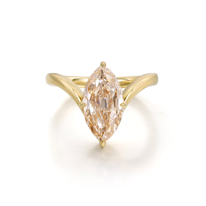 Asher-Champagne Old Mine Marquise Lab Grown Diamond Ring