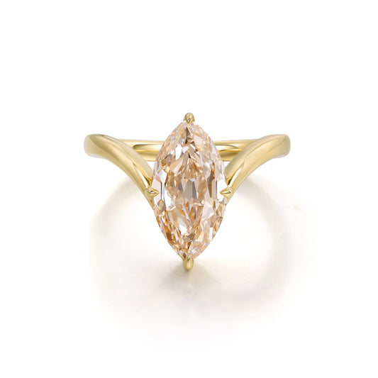 Asher-Champagne Old Mine Marquise Lab Grown Diamond Ring