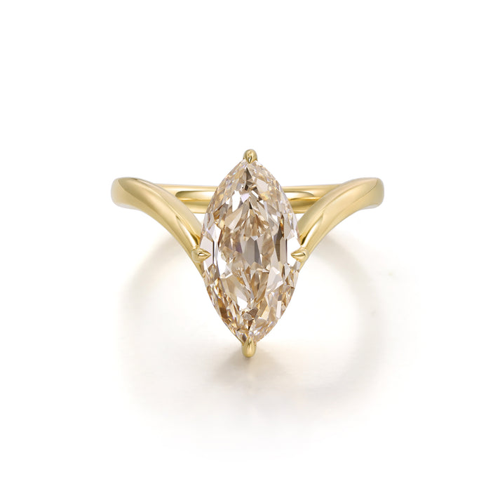 Asher-Champagne Old Mine Marquise Lab Grown Diamond Ring