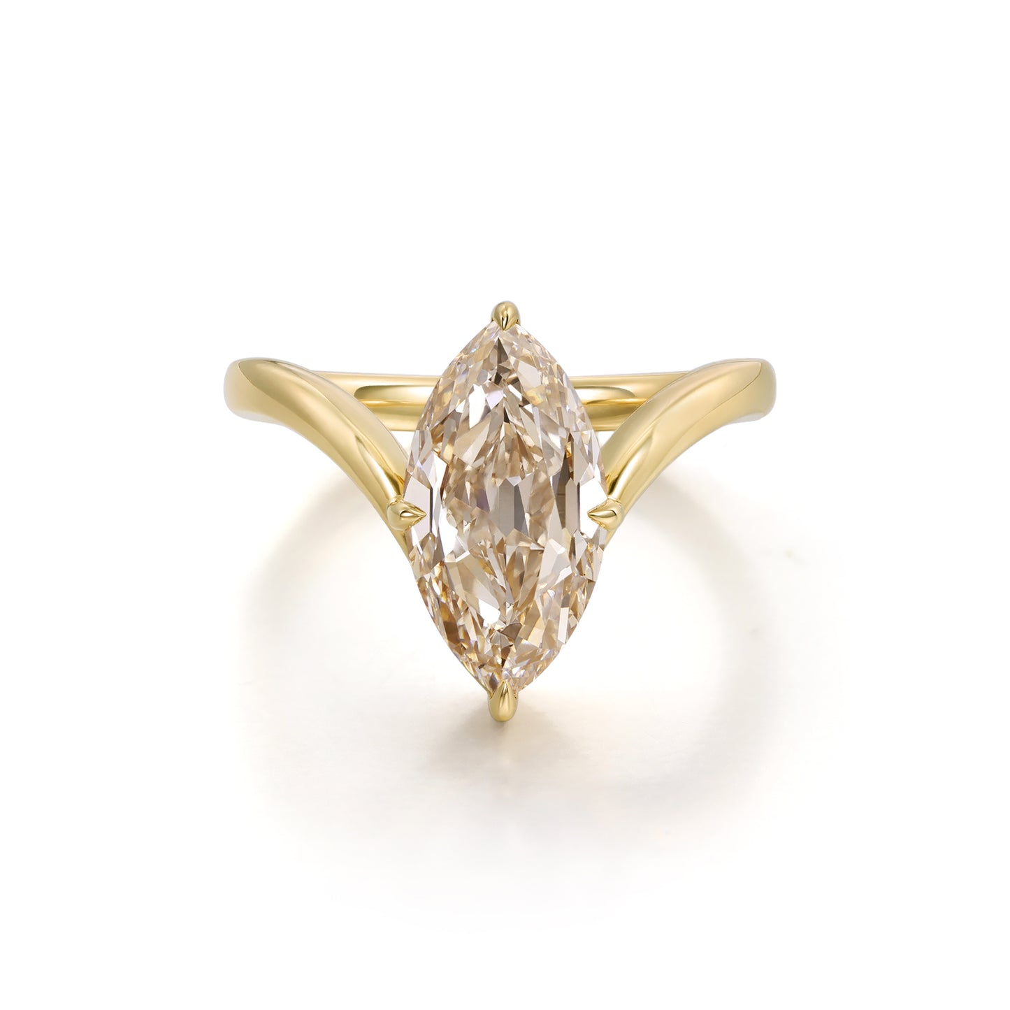 Asher-Champagne Old Mine Marquise Lab Grown Diamond Ring