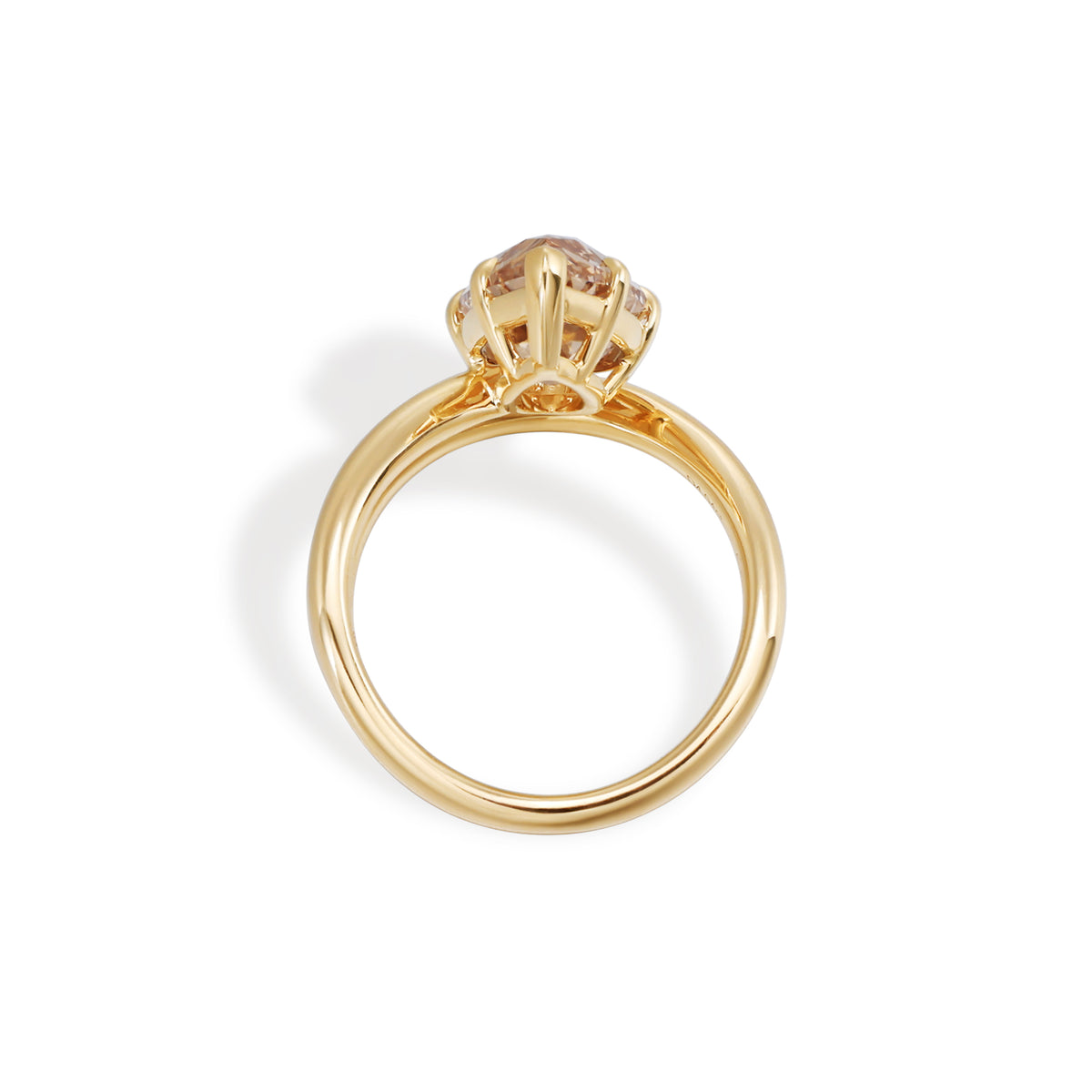 Taya-Champagne Old Mine Pear Lab Grown Diamond Ring 2