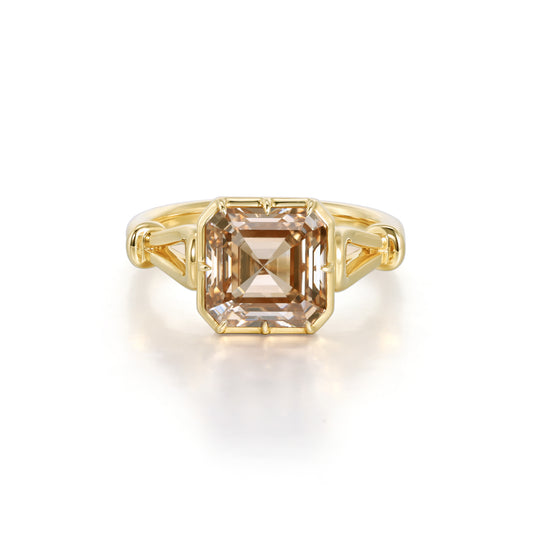 Dahlia-Champagne Asscher Cut Lab Grown Diamond Ring