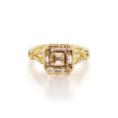Dahlia-Champagne Asscher Cut Lab Grown Diamond Ring