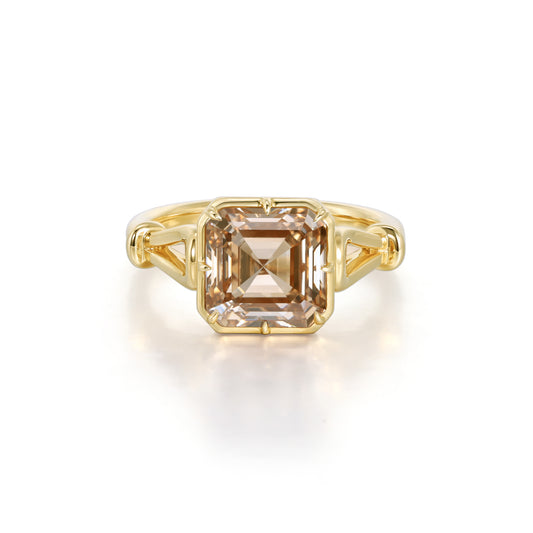 Dahlia-Champagne Asscher Cut Lab Grown Diamond Ring