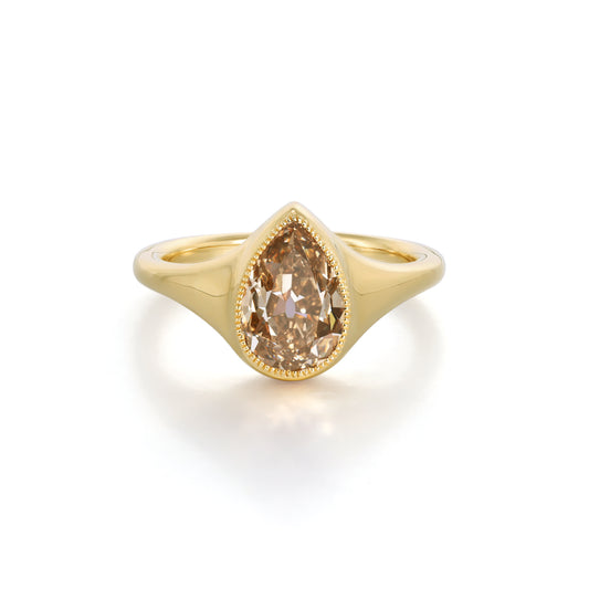 Eddy-Champagne Old Mine Pear Lab Grown Diamond Ring