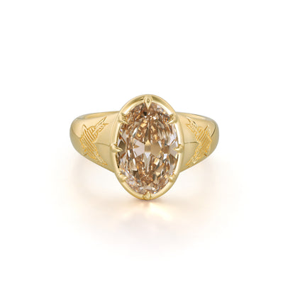 Alia-Champagne Old Mine Oval Lab Grown Diamond Ring