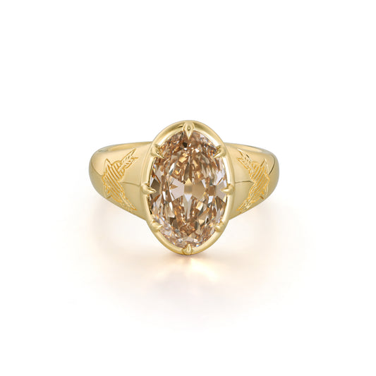 Alia-Champagne Old Mine Oval Lab Grown Diamond Ring
