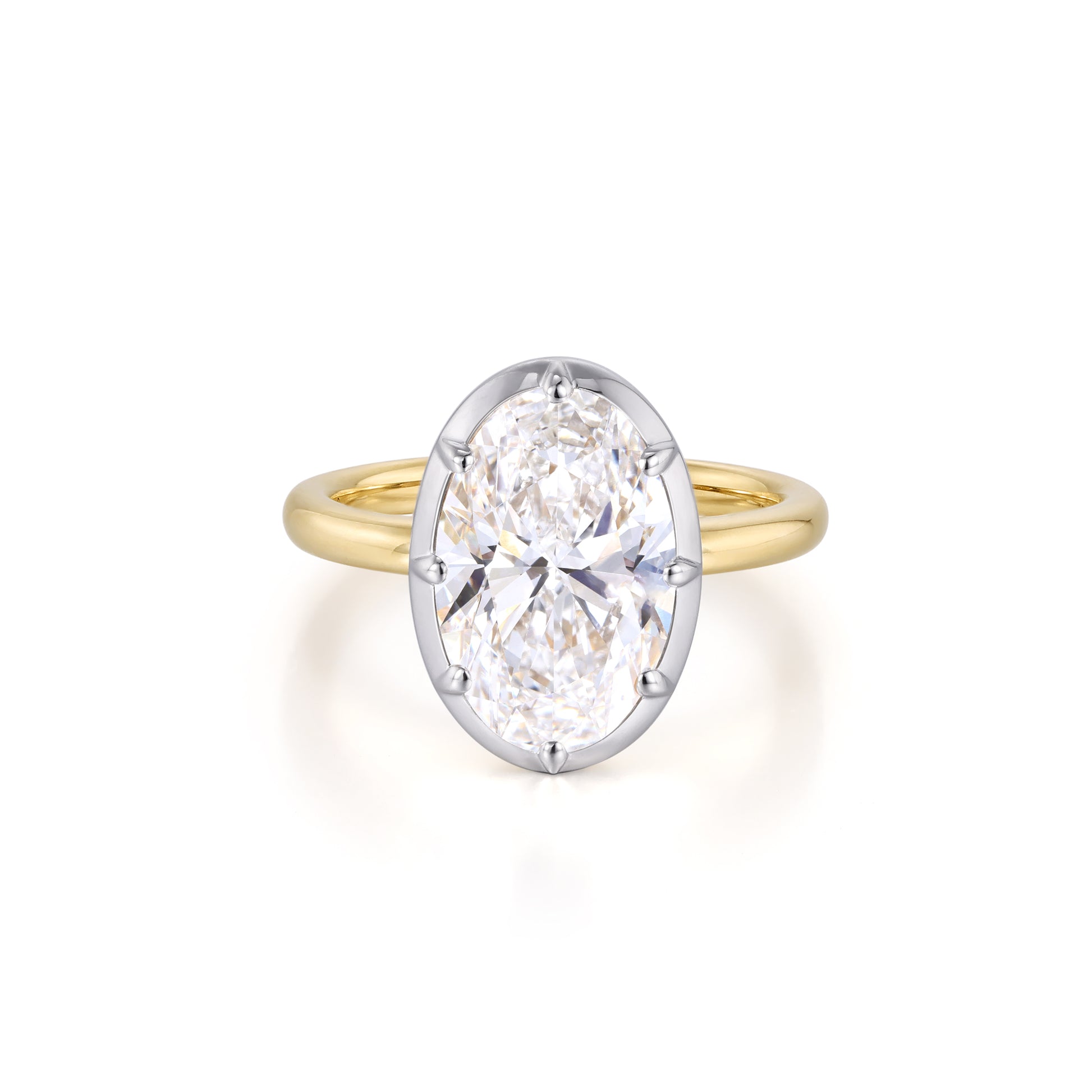 Lena-Oval Cut Lab Grown Diamond Engagement Ring featuring a luminous oval diamond in a two-tone gold setting.