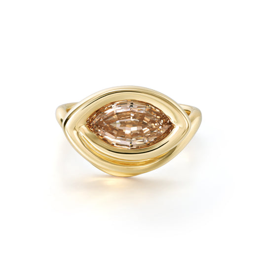 Noelle-Champagne Marquise Step Cut Lab Grown Diamond Ring