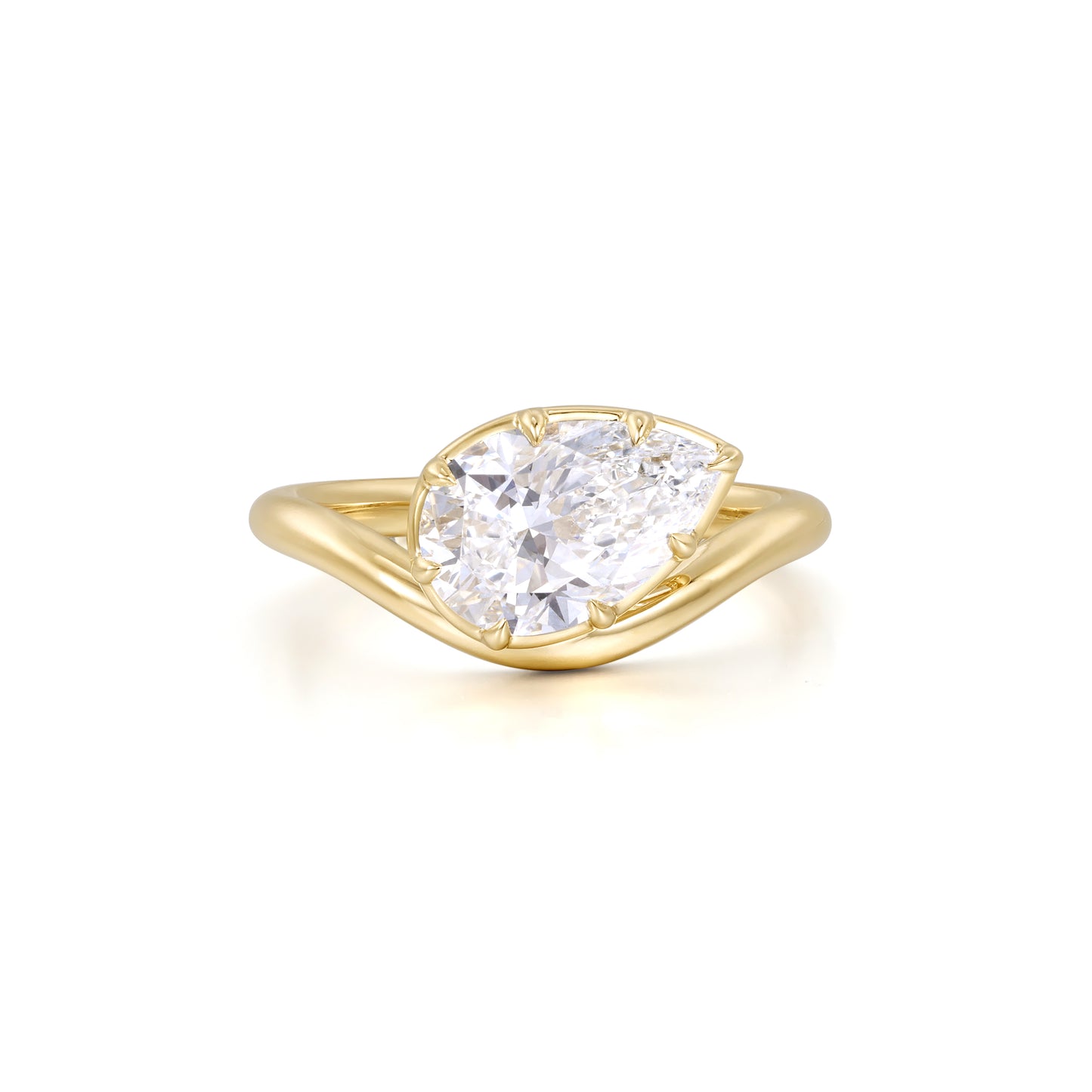 Wave-Pear Cut Lab Grown Diamond Engagement Ring