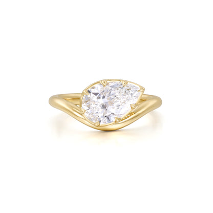 Wave-Pear Cut Lab Grown Diamond Engagement Ring