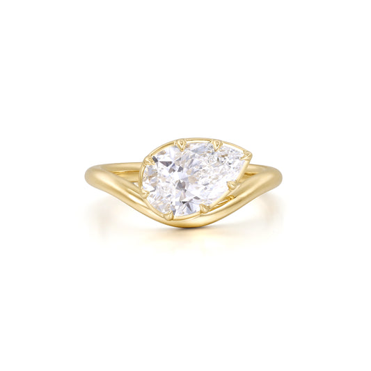 Wave-Pear Cut Lab Grown Diamond Engagement Ring