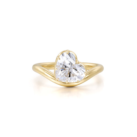 Wave-Heart Cut Lab Grown Diamond Engagement Ring