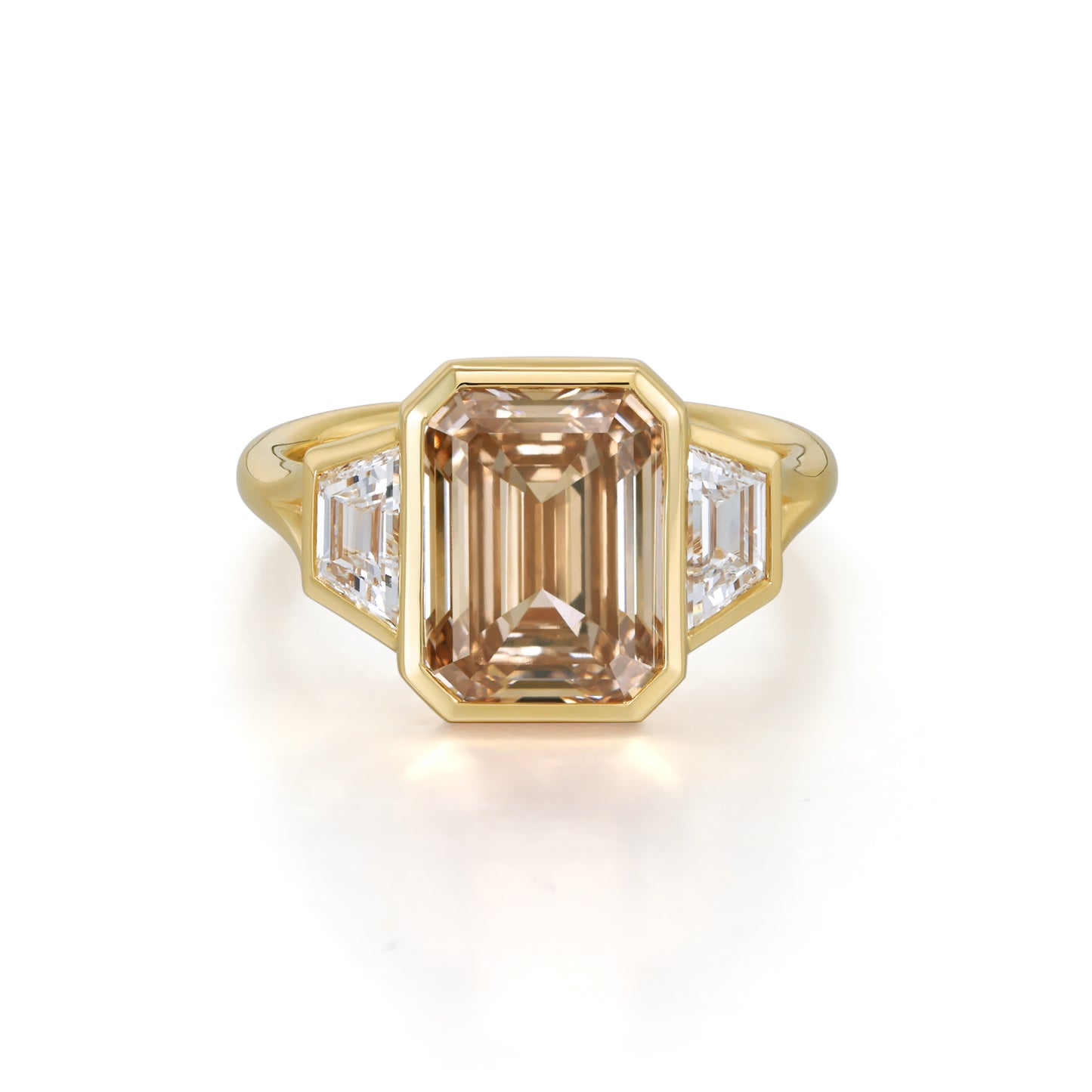 Enya-Champagne Emerald Cut Lab Grown Diamond Ring