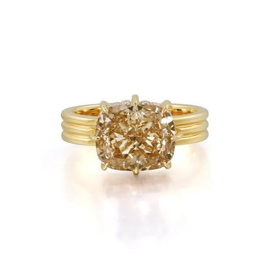 Noa-Champagne Old Mine Cushion Lab Grown Diamond Ring