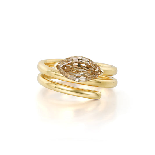 Sloane-Champagne Marquise Step Cut Lab Grown Diamond Ring