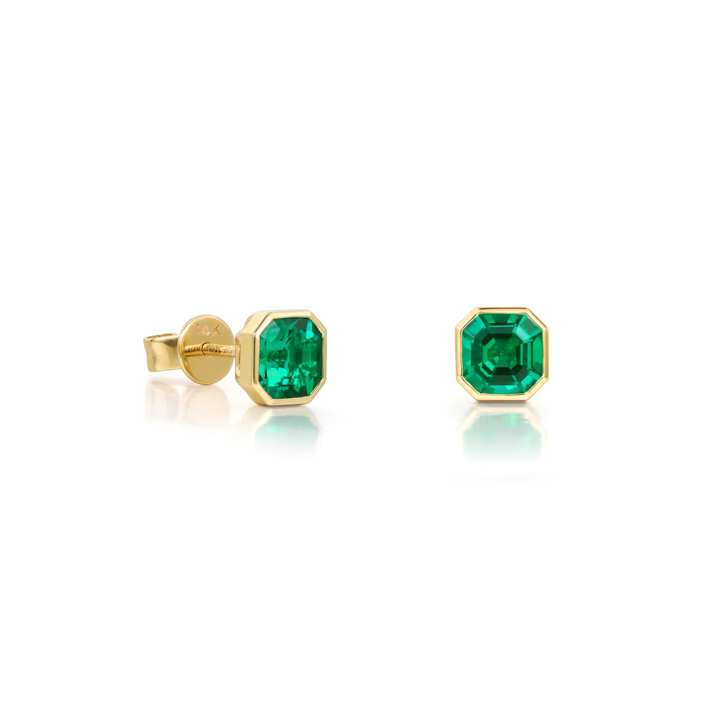 Asscher Cut Emerald Stud Earrings