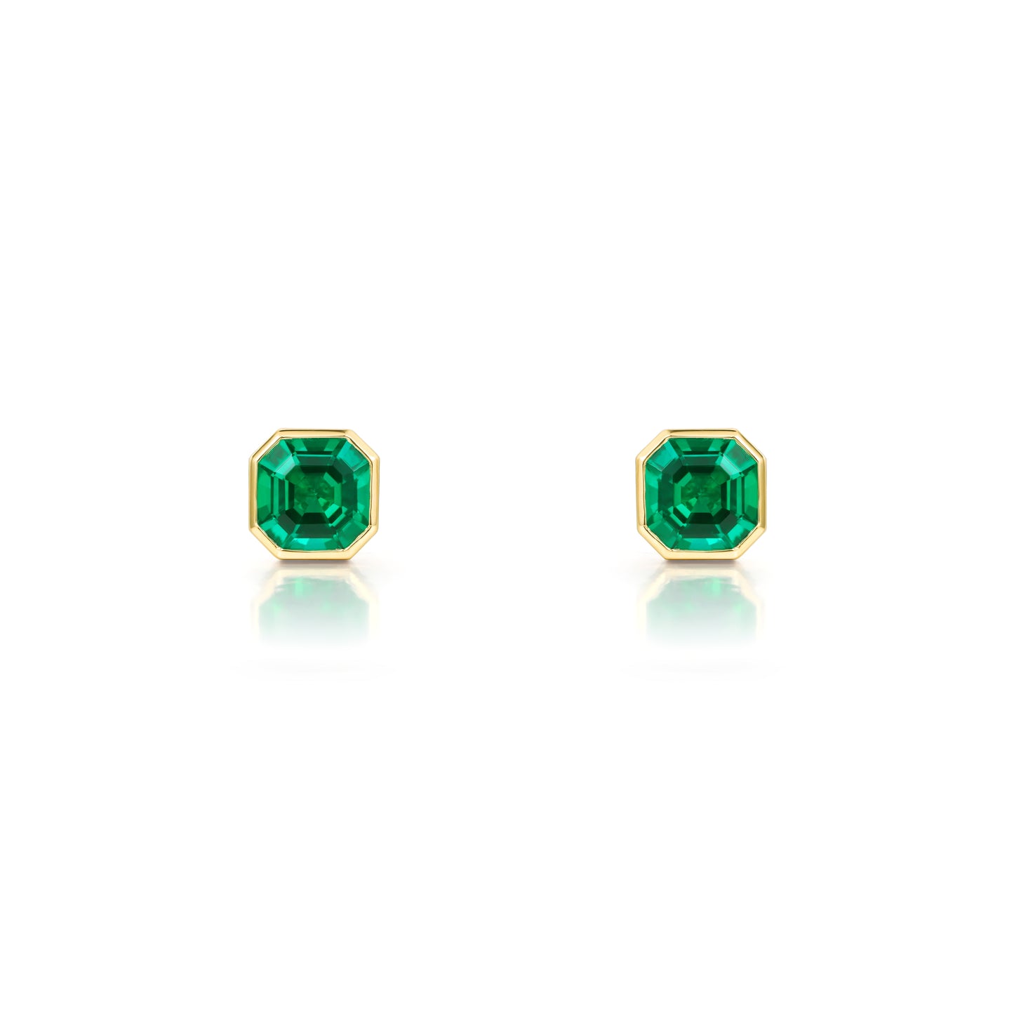 Asscher Cut Emerald Stud Earrings