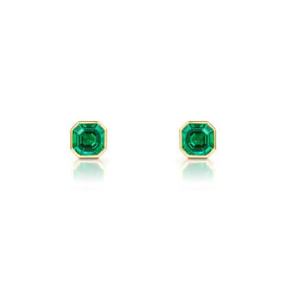 Asscher Cut Emerald Stud Earrings
