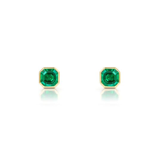 Asscher Cut Emerald Stud Earrings