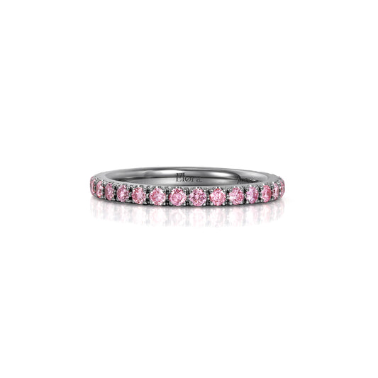 Irene-Round Cut Lab Grown Pink Diamond Ring in sleek 14k black gold featuring round cut pink diamonds.