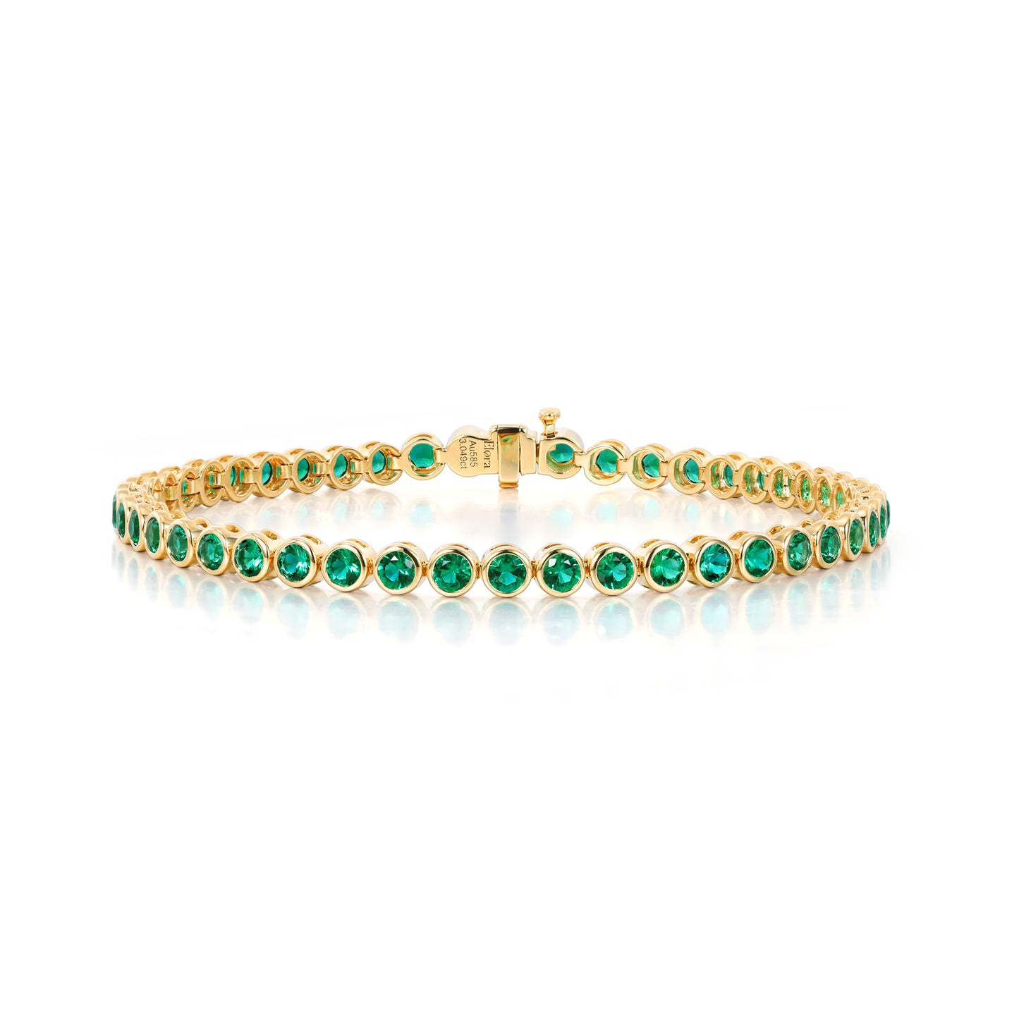Round Cut Lab Grown Emerald Bubble Tennis Bracelet