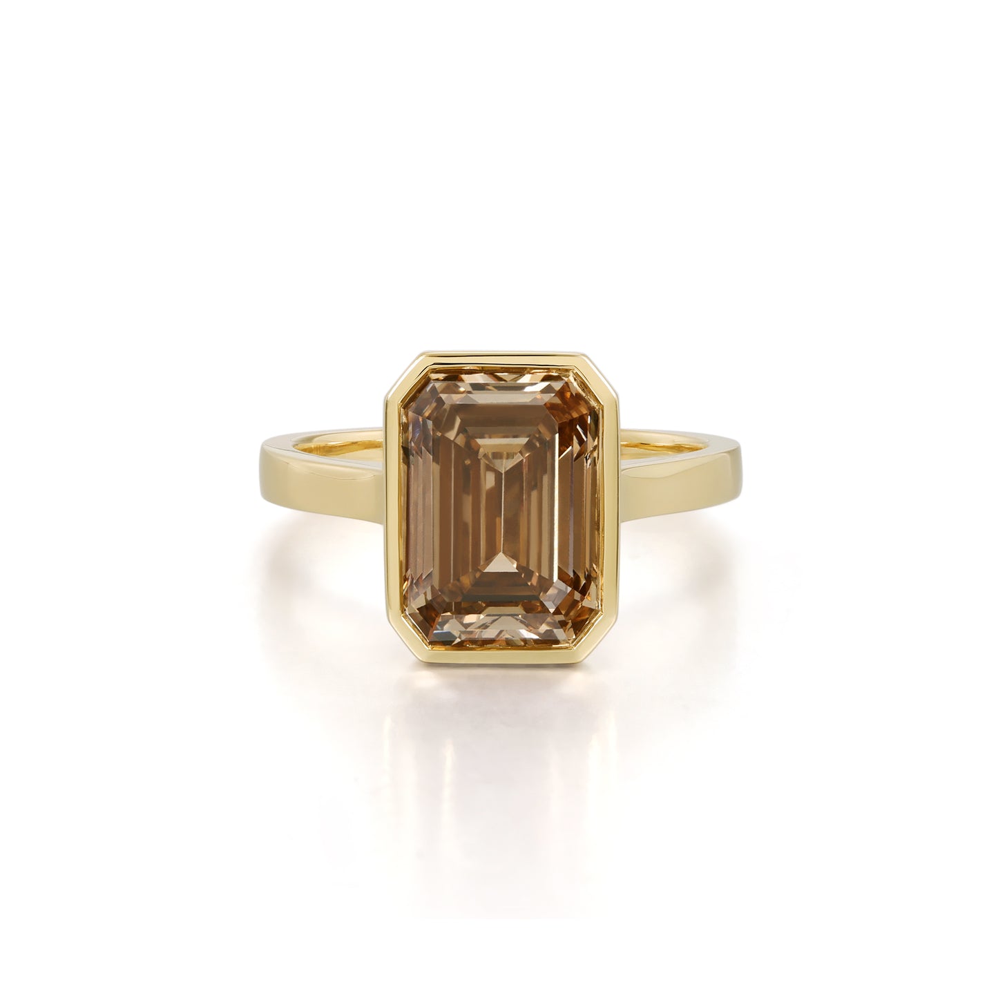 Elise-Champagne Smaragd-Schliff Lab Grown Diamantring