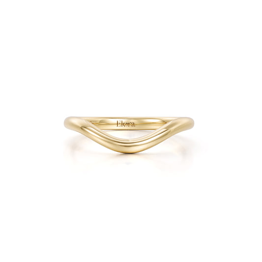 Wave-Yellow Gold Curved Wedding Band featuring a smooth, elegant design with a soft flowing contour.