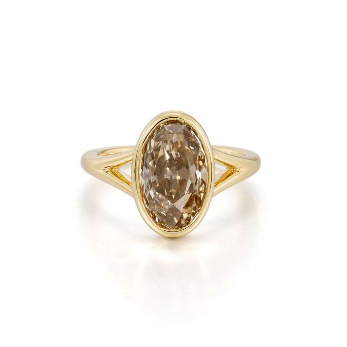 Sara-Champagne Old Mine Oval Lab Grown Diamond Ring