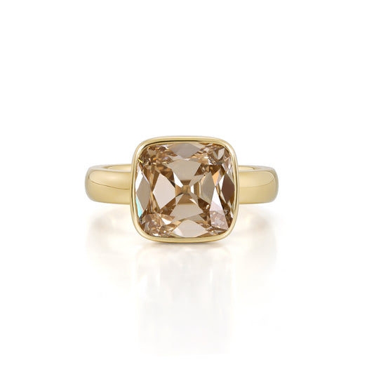 Riley-Champagne Old Mine Cushion Lab Grown Diamond Ring