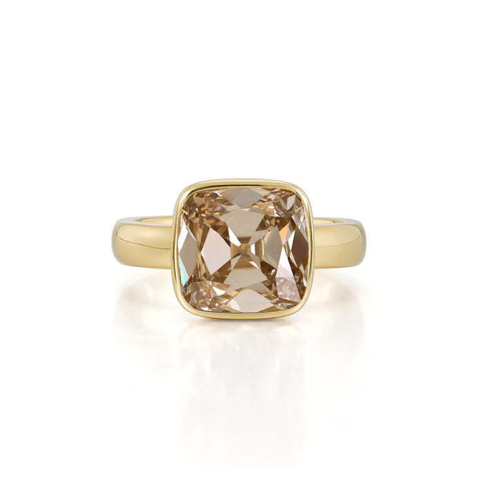 Riley-Champagne Old Mine Cushion Lab Grown Diamond Ring