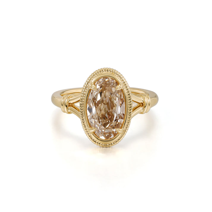 Camila-Champagne Old Mine Oval Lab Grown Diamond Ring