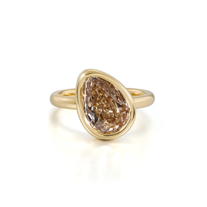 Sofia-Champagne Old Mine Pear Cut Lab Grown Diamond Ring