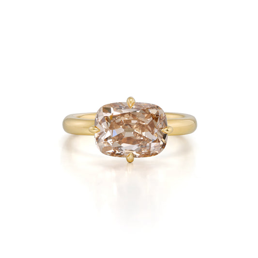 Alice-Champagne Old Mine Cushion Lab Grown Diamond Ring