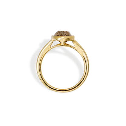 Sara-Champagne Old Mine Oval Lab Grown Diamond Ring
