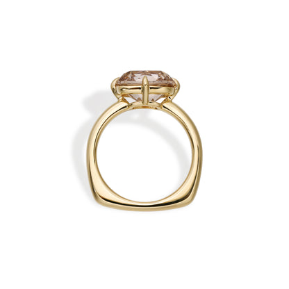 Alice-Champagne Altschliff-Cushion Ring mit im Labor gezüchtetem Diamanten
