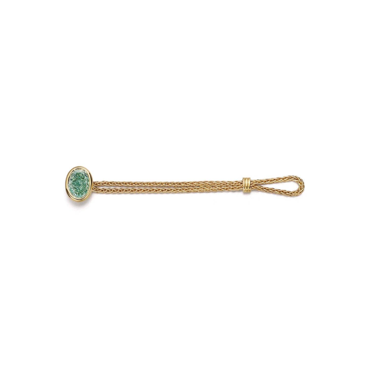 Faith-Green Oval Lab Grown Diamond Chain Ring