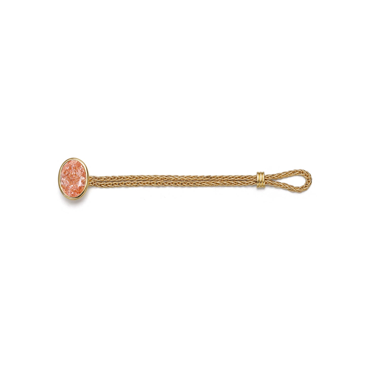 Faith-Pink Oval Cut Lab Grown Diamond Chain Ring