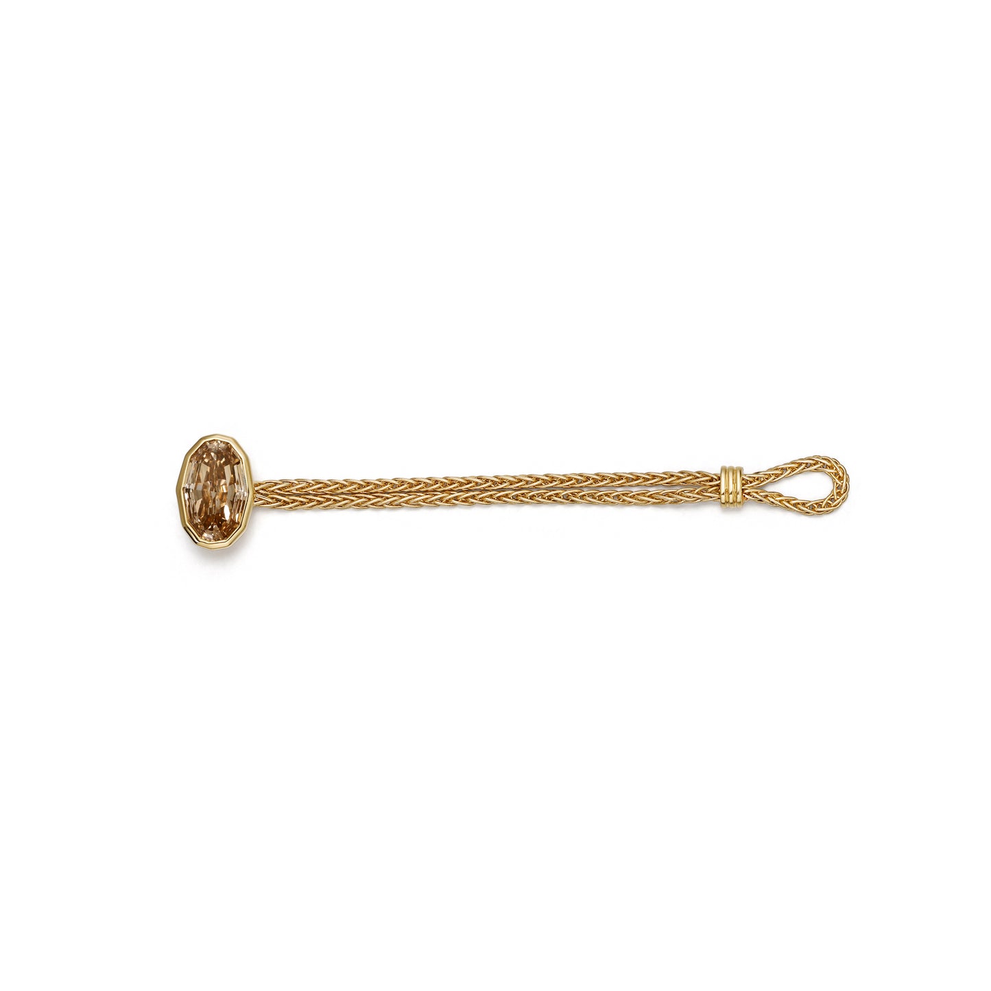 Faith-Champagne Oval Step Cut Lab Grown Diamond Chain Ring