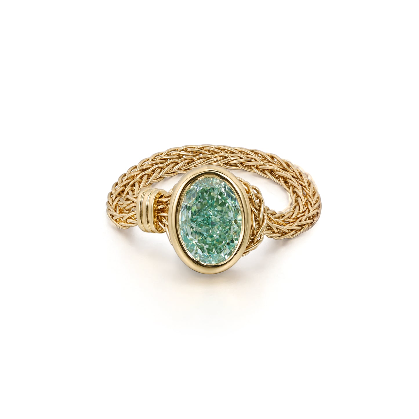 Faith-Green Oval Lab Grown Diamond Chain Ring