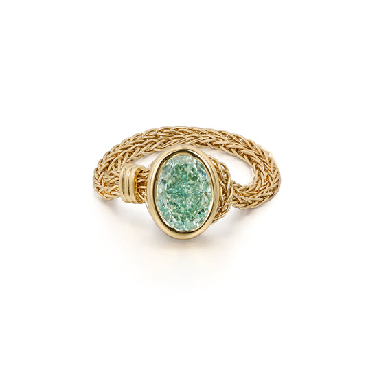 Faith-Green Oval Lab Grown Diamond Chain Ring
