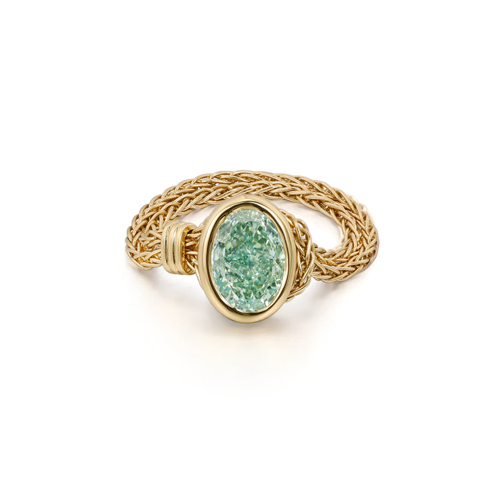Faith-Green Oval Lab Grown Diamond Chain Ring