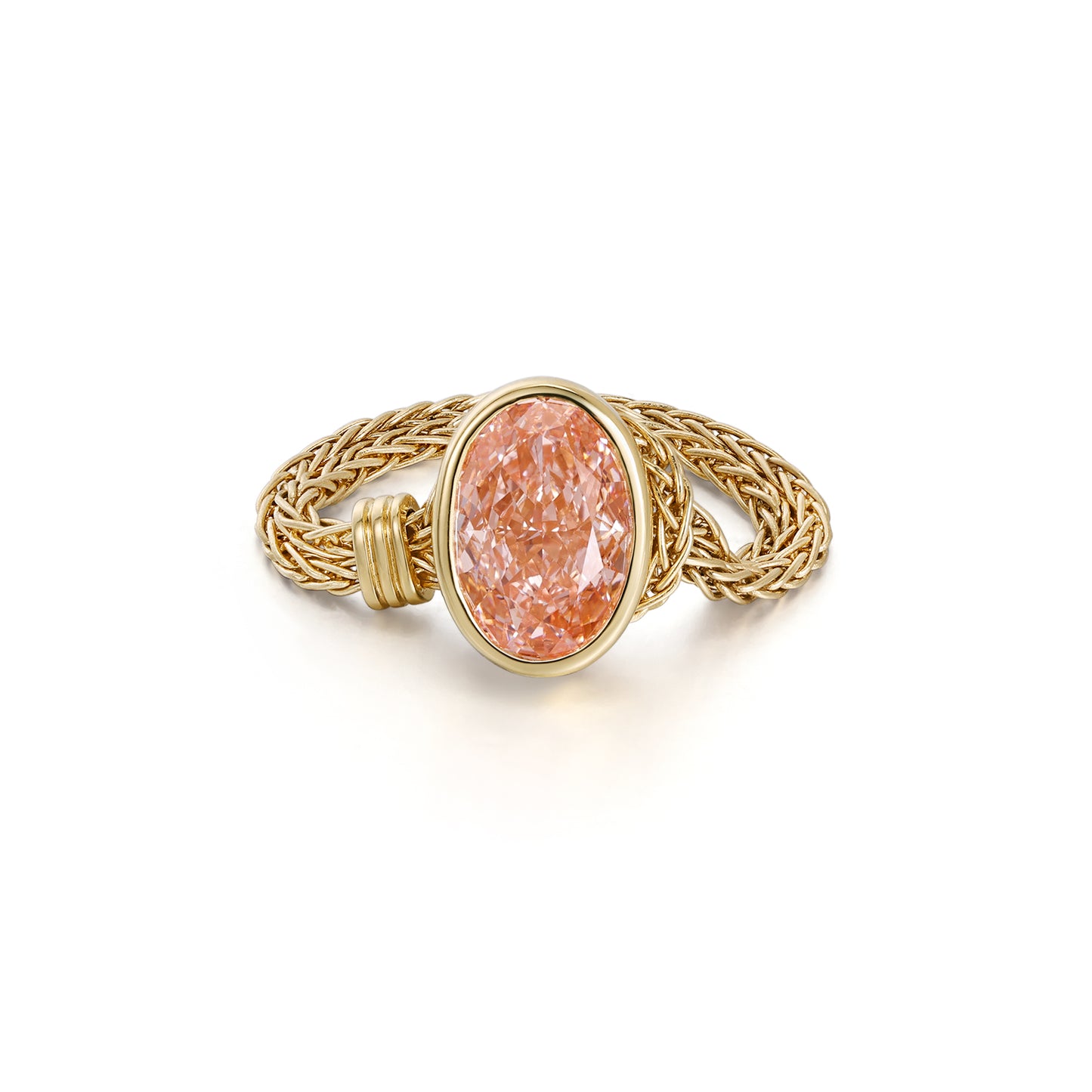 Faith-Pink Oval Cut Lab Grown Diamond Chain Ring