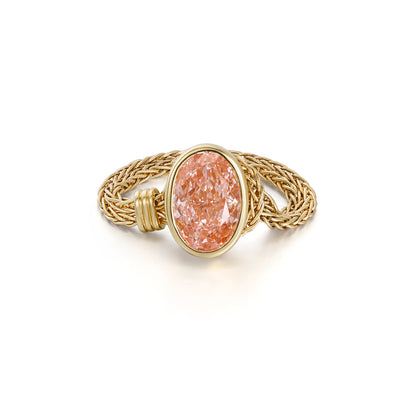 Faith-Pink Oval Cut Lab Grown Diamond Chain Ring