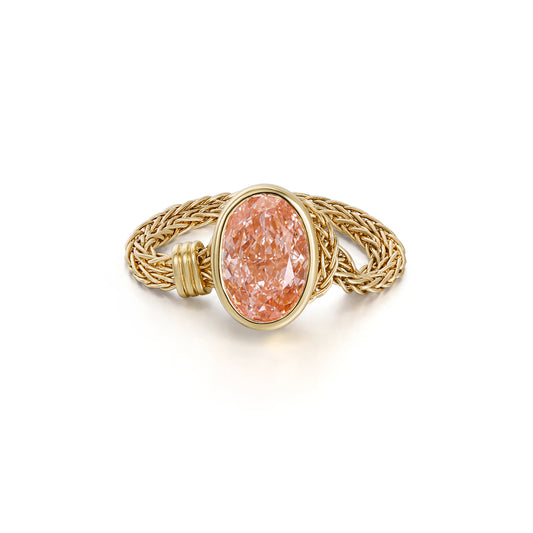 Faith-Pink Oval Cut Lab Grown Diamond Chain Ring