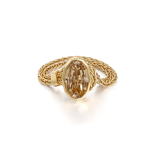 Faith-Champagne Oval Step Cut Lab Grown Diamond Chain Ring