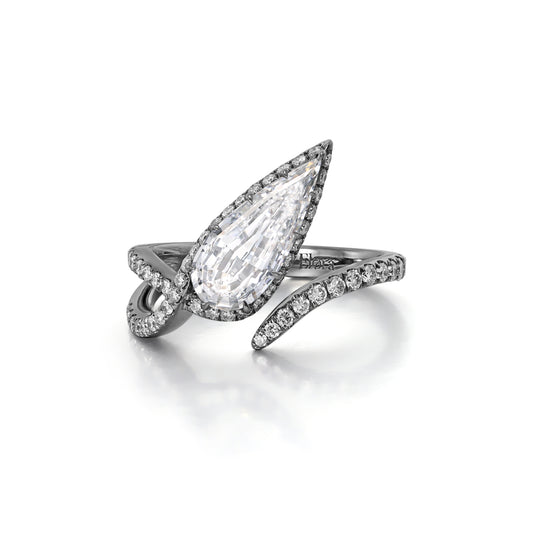 Locke-Pear Step Cut Lab Grown Diamond Engagement Ring